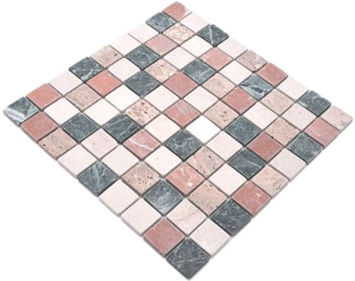 Mosaik Quadrat mix Random Marmor Naturstein Küche, Mosaikstein Format: 32x32x8 mm, Mattengröße: 305x305 mm, 1 Matte