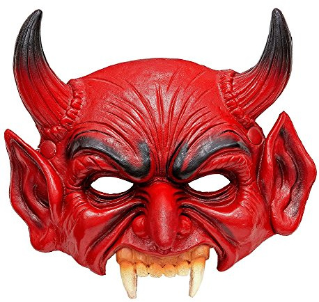 shoperama Kinnlose Teufelsmaske aus Schaumlatex Halbmaske Halloween Horror Devil Satan Fürst der Finsternis