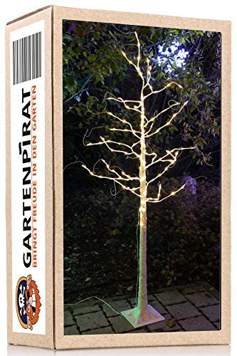 Gartenpirat LED-Baum Birke weiß 180 cm hoch 160 Micro-LED warmweiß Timer