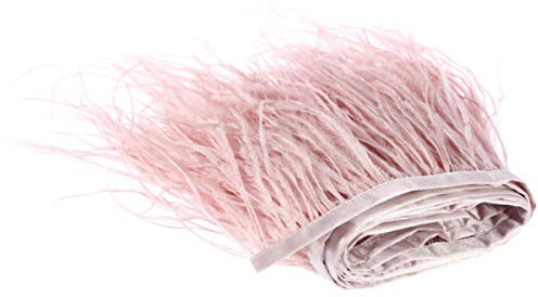 Healifty 2 straußenfedern Trim fransen mit Satinband für DIY Tuch Kleid nähen Handwerk Weihnachten kostüme Dekoration (rosa)