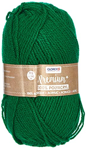 Glorex 5 1001 08 - Premium Wolle aus 100 % Acryl, leicht zu verarbeiten, vielseitig einsetzbar, wärmend, weich, nicht kratzend, 50 g, ca. 140 m, grün
