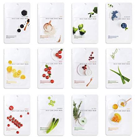 EUNYUL [Pack of 12] Daily Care Face Sheet Mask Pack 12 types Korean Skincare Hydrating Facial mask pack