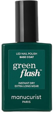 Manucurist Base coat Green Flash - Base smalto semipermanente - 12-free - 84% di ingredienti bio-based - Made in France - Flacone da 15 ml
