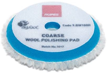 RUPES Wool Polishing pad for Car Sanding, Polishing & Waxing, Dual Action Polisher Pad, Car Cleaning Supplies for Compounding(Blue, 80/90mm, Coarse, Single Pad)