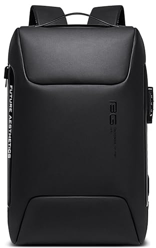 VARLIVOO Mode USB Port Herr Ryggsäck Stöldskydd Lösenordslås Dagsäck Herr Ryggsäck 15,6 Laptop Ryggsäck Business College Resependling Vattentät Polyester Svart