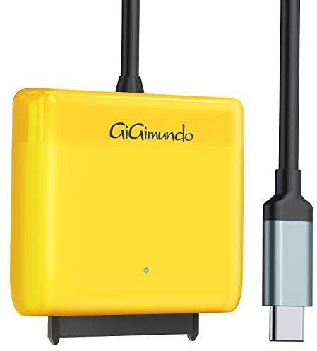 GiGimundo Adattatore da USB C a SATA 5 Gbps, cavo di tipo C (7 + 15 pin) per masterizzatore CD/DVD da 2,5 pollici, 1 m, giallo (GM1-3C)