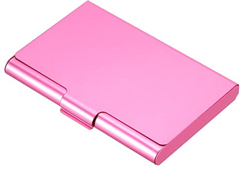 PATIKIL Business Card Holder, Aluminum Metal Card Case Professional Pocket Card Holder for Name Card Credit Card, Pink
