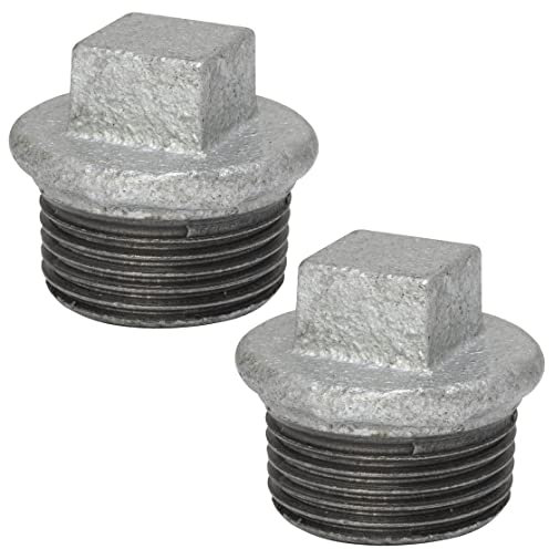 AERZETIX - C65025 - Set di 2 tappi filettati maschio 1 per avvitare in ghisa - finitura zincata - tubo idraulico riscaldamento installazione sanitaria di acqua sistema di trattamento dell'acqua