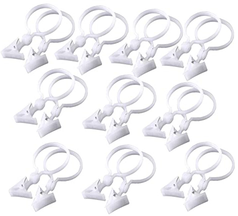 Cabilock 10 Unidades de Clips para Cortina de Redondos de Plástico Gancho para Cortina Cierre Seguro Adecuado para Colgar de Baño y Mantener Privacidad Cuarto de Baño