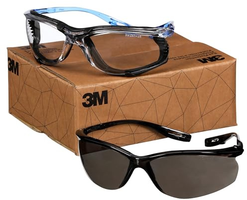 3M Safety Glasses, Virtua CCS and Virtua Sport CCS 2-Pack, Anti-Fog, ANSI Z87, Corded Ear Plug Control System, Removable Foam Gasket, 1 Pair of Clear Lens and 1 Pair of Gray Lens