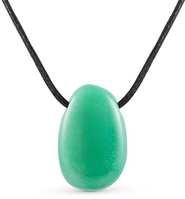 Generisch Edelstein Naturstein Heilstein Kette Anhänger Tropfen für Damen | Baumwollband 100cm lang | Chakra Yoga, Paar/Freundschafts/Partner Kette (Aventurin)