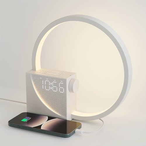 INSSISAIN 10W LED Nachttischlampe mit 2 Wecker,Wake Up Licht Wecker USB Ladeanschlüssen,10 White Noise&3 Stufige Helligkeit Nachtlicht Touch Control,Einschlafhilfe Babys & Erwachsene (Beige)
