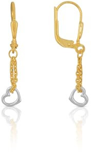 MUAU Schmuck Ohrhänger Bicolor Gelb-/Weissgold 750, 27x5mm