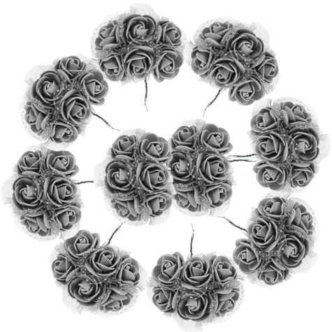 creative balloons Foam Roses With Stem 72 Silver Rose Artificial Flowers Artificial Fake Roses Wedding Flowers Decorations DIY Bridal Bouquets Foam Flower Wreath