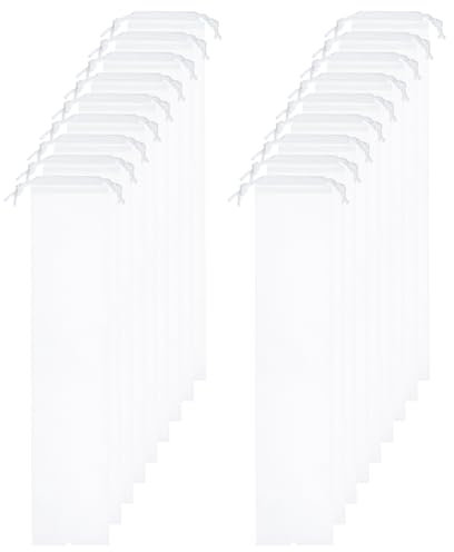 sourcing map 18pcs Umbrella Bags 25.2x4.3 Wet Umbrella Sleeve Cover Reusable Folding Umbrella Storage Bag with Drawstring for Folding Travel Umbrellas, White