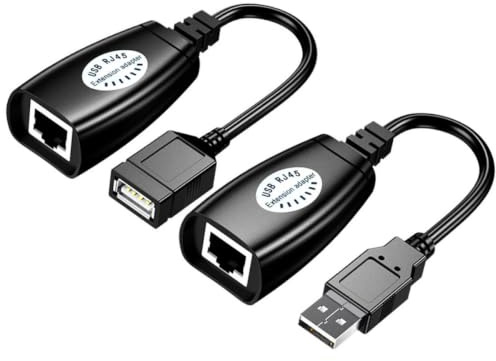 jojofuny Extensor de Cable USB Negro Ligero y Plug and Play, Adaptador de Red para Impresora Disk, Adecuado para Oficina y Escuela Material Plástico Duradero