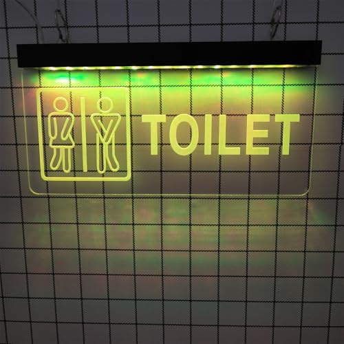 REWIS Divertenti insegne al Neon a LED per Toilette, luci al Neon alimentate Tramite Spina, per Bar, Centri Commerciali, Hotel, bagni, Decorazioni da Parete, insegne Luminose,Giallo,40x20cm
