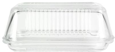 Mantequillera 1 juego de bandeja de mantequilla de vidrio, caja de mantequilla, contenedor de pastel cubierto transparente (transparente), contenedor de mantequilla Accesorio de cocina