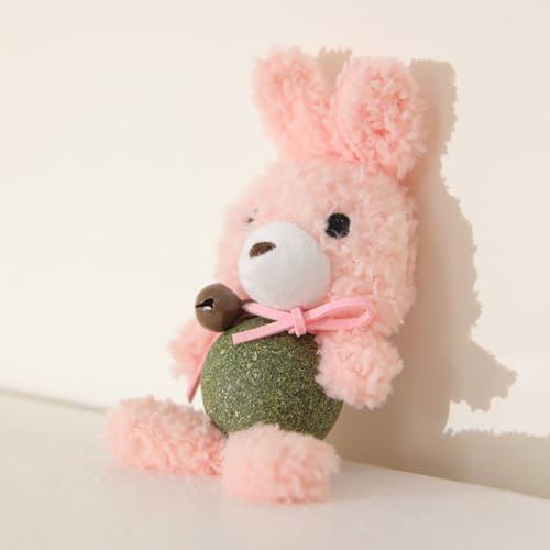 Gavpepy Cat Toys with Catnip Kitten Chew Bite Supplies Boredom Relief Fluffy Kitty Teeth Cleaning Chewing Cat Lovers Interactive Plush Gift (New Rabbit)