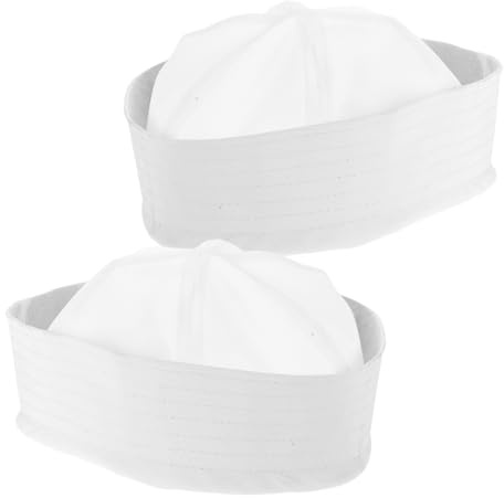 FRCOLOR 2 Stück Weiße Matrosenhüte aus Polyester 58cm für Erwachsene Party Kostüm Kopfbedeckung Cosplay Fasching Karneval