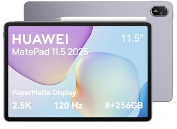 HUAWEI MatePad 11.5 2025 Tablet, Pantalla PaperMatte de 2.5K y 120 Hz Comodidad Visual, 8+256 GB, Batería de 10,100 mAh, Supercharge de 40 W, Altavoces Cuádruples, con M-Pencil Lápiz óptico