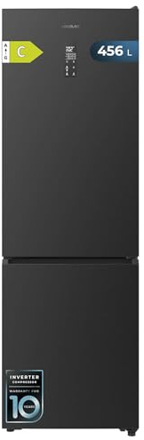 Cecotec Réfrigérateur Combi 456L Total No Frost Bolero CoolMarket Combi 456 Dark C. Hauteur 201cm et 59,5cm Largeur, MAX INSIDE avec VIP Tech, Compresseur Inverter Plus, Basse Consommation