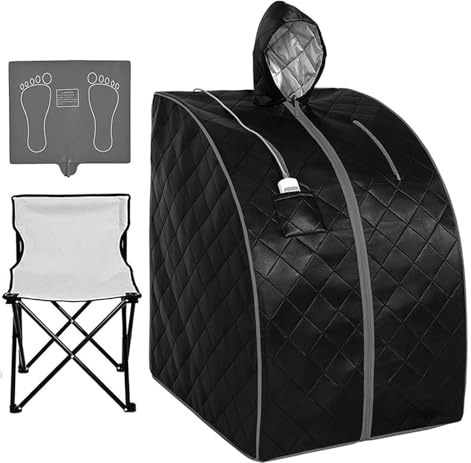 Sauna infrarou personnel for la maison, tente de spa de sauna portable avec chapeau, coussin de pied chauffant for chaise améliorée for la relaxation et la désintoxication du spa à domicile,Séances d