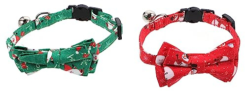 Alipis 2stücke Weihnachtshalsband Für Kätzchen Mit Glocken Und Schleife Verstellbares Katzenhalsband Aus Hochwertigem Material Halsband Für Haustierkatze Mit Dekoration