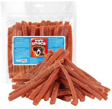 HAPPET Hundeleckerli Lammstreifen 500 g – proteinreicher Fleischsnack für Hunde, leicht verdaulicher Kausnack und Trainingssnack für kleine, mittlere und große Hunde Aller Rassen