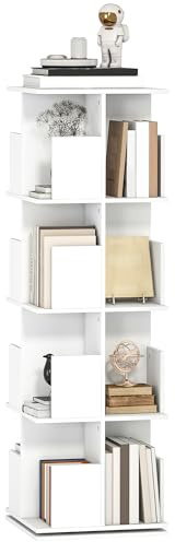 HOMCOM Bücherregal Drehbares Regal 4 Ebenen 39 x 39 x 128,3 cm Weiß