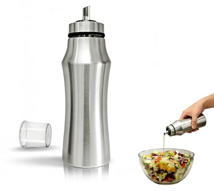 OlBu Botella Dispensadora de Aceite de Acero Inoxidable 304,Diseño de Pico Antigoteo con Anillo de Sellado de Silicona (750, Mililitros)