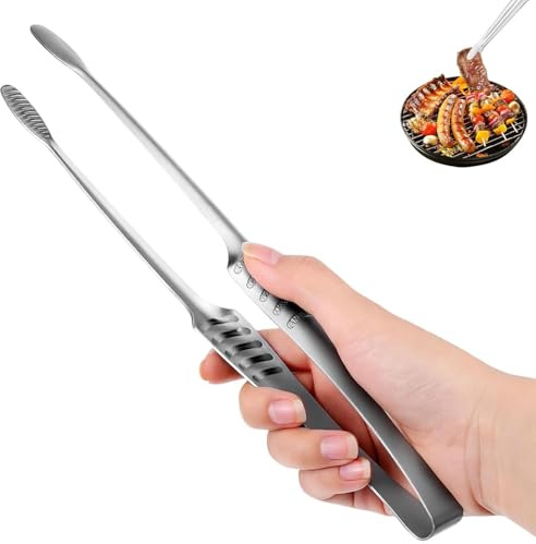 Tongs, Kitchen Tongs for Cooking and Barbecue, Metal Tongs with 1.2 mm Tip, Long Tongs and Tweezers for Kitchen Use, 28 x 7 cm Stainless Steel Utensils
