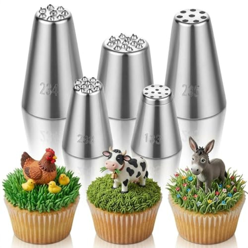 5 Pcs Piping Nozzles, Cupcakes & DIY Baking Supplies for Frosting | Piping Tips for Frosting, Cupcakes, DIY Baking Supplies