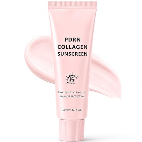 No Cast Just Glow PDRN Collagen Sunscreen SPF 50+, Face Sun Cream, 50ml | SPF 50+ PA++++ Korean face sunscreen with PDRN, collagen, niacinamide for no white cast, glow, hydration & soothing