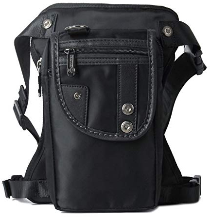 Xieben Nylon Drop Beinbeutel für Herren Frauen Fanny Bauchtasche Hüfttaschen Motorradfahren Radfahren Angeln Outdoor Steampunk Tactical Bum Pouch Schwarz