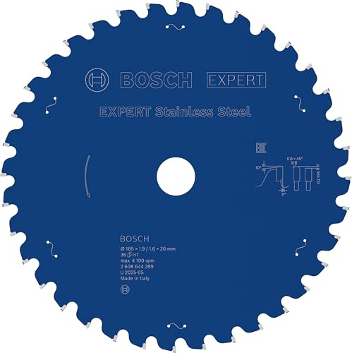 Bosch 1x EXPERT Stainless Steel-cirkelsågklinga för handhållna metallsågar | för Rostfritt stål, Ø 185 mm, Tillbehör Handhållen nätdriven geringssåg