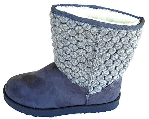Botas Forradas Efecto Ante y Fieltro de Mujer Botines Calentitas y Cómodas para Invierno, Color Gris T.40