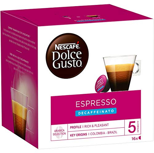 Nescafé Dolce Gusto Espresso Decaffeinato - Café Décaféiné - 96 Capsules (Pack de 6 boîtes x 16)