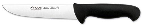 Arcos Serie 2900 - Caja 6 uds Cuchillo Carnicero - Hoja de Acero Inoxidable NITRUM de 180 mm - Mango inyectado en Polipropileno Color negro (6 UDS)