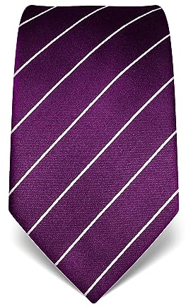 Vincenzo Boretti cravatta elegante classica da uomo, 8 cm x 15 cm, di pura seta di alta qualità, idrorepellente e antisporco, motivo a righe lilla scuro