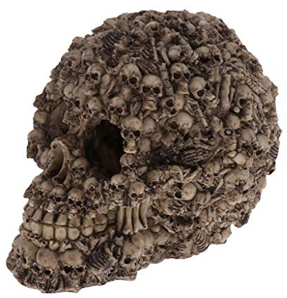 Fenteer Harz Totenkopf Versteck Höhle Terrarium Aquarium Deko für ien und kleine Fische, Typ 1