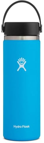 HYDRO FLASK - Water Bottle 591 ml (20 oz) - Vacuum Insulated Stainless Steel Water Bottle Flask with Leak Proof Flex Cap with Strap - BPA-Free - Wide Mouth - Pacific