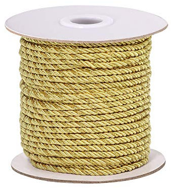 PH PandaHall 3mm Corda Intrecciata Corda Metallica Intrecciata, 35m 3 Strati Oro Cordoncino Filo Intrecciato Corda per Decorazioni per la Casa Avvolgimento Regalo Natale Fai Da Te