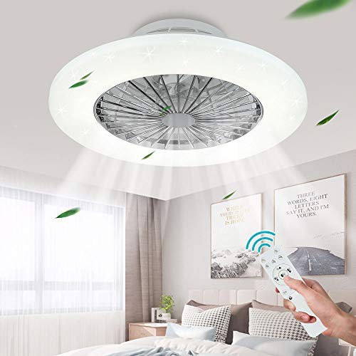 Depuley LED Deckenventilator mit Lampe Timer, Einstellbare Windgeschwindigkeit und Farbtemperatur, Dimmbare Lüfter-Deckenleuchte mit Fernbedienung, Ultra-Leise Deckenventilator für Wohnzimmer