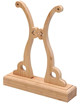 auncfofo Chinese Hand Fan Stand Wood Sturdy Folding Fan Stand Round Fan Display Base Holder Home Office Table Decor