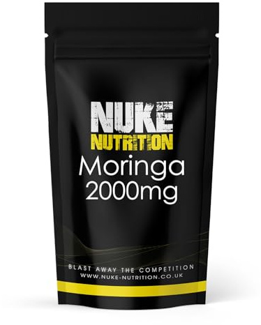 Nuke Nutrition Moringa Tablets 2000mg - 180 Tablets - Pure Moringa Oleifera Supplement Rich in Antioxidants Like Quercetin & Vitamins A, C & B6 - Moringa Leaves Extract - Easy Swallow & Vegan | 1 Tablet Per Day, 6 Month Supply - Rich in Antioxidants, Quercetin and Vitamins A, C and B6 - Moringa Leaves Extract