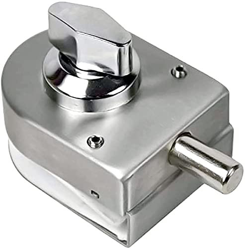 Serratura per porta in vetro senza cornice in acciaio inossidabile 304, blocco a pavimento, chiavistello a terra, serratura di sicurezza, senza fori, adatta per vetro da 10-12mm, finitura spazzolata.