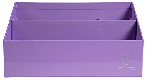EXACOMPTA - Ref. 67961D - 1 vertikal sorteringslåda/brevlåda med 3 fack i Aquarel-kartong - Mått 250x100x140 mm - Kompatibel med DL- och C6-kuvert - Lila färg