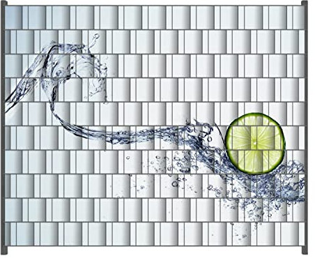 Wallario Zaun Sichtschutz Windschutz für EIN- und Doppelstabmattenzäune in der Größe Breite 2,50m x Höhe 2,00m, Motiv: Limettenscheibe in spritzigem Wasser