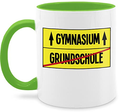 Tasse Tassen 325ml - Einschulung Geschenk Schulanfang - Grundschule Gymnasium Ortsschild gelb - 325 ml - Hellgrün - geschenke einschultasse schulanfangsgeschenke nach keramik ortsschild-tasse